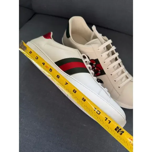 NEW AUTHENTIC Gucci Ace Embroidered Snake Sneakers Men Size 16.5 US Leather - Picture 3 of 13